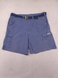Wrangler Cargo Shorts Mens 42 x 10 Blue Flat Front Elastic Waist Belt - Picture 1 of 12