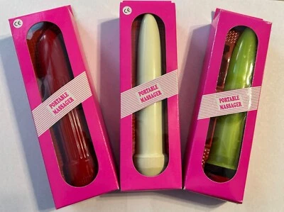 Portable Massager Vibrators Multi Speed Red Green White Sex Toy 7" Set of Three - Image 1 of 4