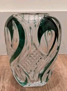 Val Saint Lambert Emerald Green Crystal Vase Vintage Home Decor - Picture 1 of 9