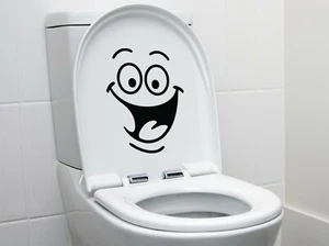 TOILET FACE FUNNY STICKERS LID DECALS SEAT VINYL BATHROOM DECORATION - Picture 1 of 2