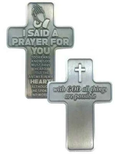 Metal Pocket Cross, 42 x 59mm, I SAID A PRAYER - Picture 1 of 1