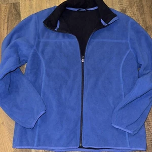 Lands End Boys Youth Large (14/16) Blue Fleece Zip Up Shell Jacket - Picture 1 of 4