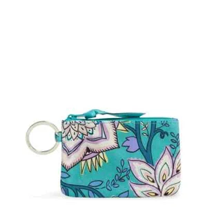Vera Bradley Zip ID Case Materia Signature Cotton PATTERN PEACOCK GARDEN - Picture 1 of 2