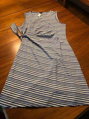 VESTIDO TALBOTS Mujer TALLA XL AZUL BLANCO RAYAS ALGODÓN HERMOSO NUEVO CON ETIQUETAS LOOK Foto 1 de 4