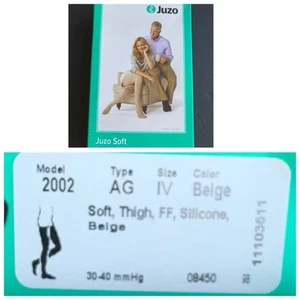 Juzo 30-40 mmHg Soft Compression Stocking Thigh Beige Model 2002 AG Size 4 NEW - Picture 1 of 10