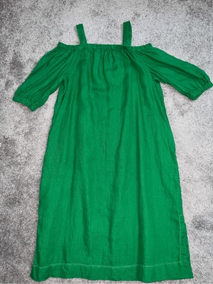 Vestido midi Chicos verde 100% lino hombro descubierto talla 2 - US 12/14 Foto 1 de 4
