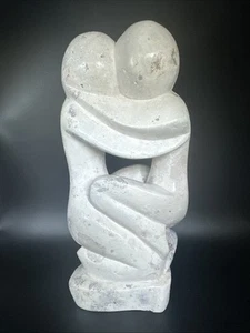 Vtg Lovers Embrace Couple Statue Abstract Nude Figural Art Sculpture Stone - Picture 1 of 9