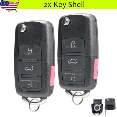 2 Llavero remoto abatible carcasa para Volkswagen VW Golf Beetle Jetta Passat 2002-2005 Foto 1 de 4