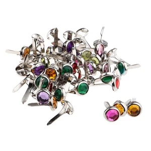 50x Mini Round Rhinestone mm Metal Brads Paper Fasteners - Picture 1 of 4