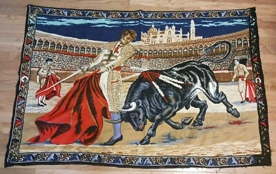 Vint Matador Bull Fight Tapestry Decor Throw Wall Hang Art (56x36) - Image 1 of 4