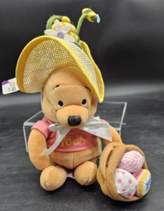 Winnie the Pooh Disney Plush Bean Bag Figure 8" Beanie Easter Bonnet Basket - Picture 1 of 6
