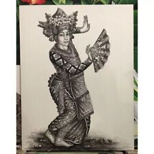 HANDMADE BALINESE DANCER LEGONG CANVAS PAINTING 70x90CM (PAINTING ONLY) LIMITED