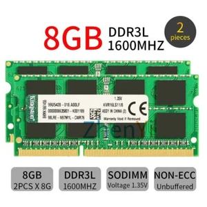Kingston 16GB 2x 8GB DDR3L 1600MHz PC3L-12800 204Pin SODIMM Laptop Memory RAM BT - Picture 1 of 6