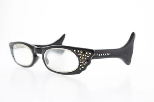 VTG SWANK CAT EYE GLASSES W/RHINESTONES 1950'S MADE IN FRANCE RARE HALF FRAME - Picture 1 of 9
