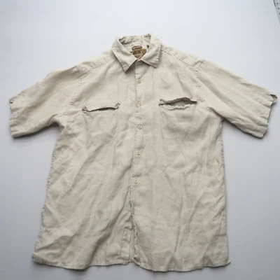 Bruno New York Mens 100% Linen Shirt Size XL Beige Button Up Short Sleeve - Image 1 of 4