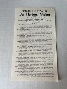 Vintage 1964 “Where To Stay In Bar Harbor” Maine. Vacation Travel Brochure - Picture 1 of 3