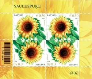 Souvenir sheet of LATVIA 2015 - Sunflower (4 stamps) - Bild 1 von 1