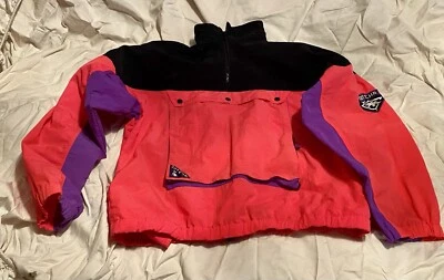 Vintage 80s Gotcha Windbreaker Jacket Neon With Pockets, Pink, Purple, Black - Image 1 of 4