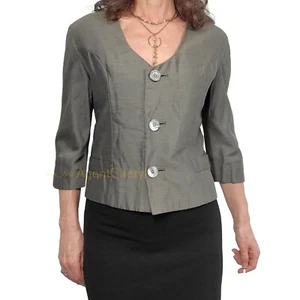 Vintage 40s 50s STEFAN BRIARBROOK Sz S/M Olive Green Slub Raw Silk Jacket Blazer - Picture 1 of 11