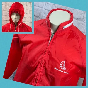 Vtg 80s Newport Beach California Zip-Up Water Repellent Windbreaker Jacket Med - Picture 1 of 20