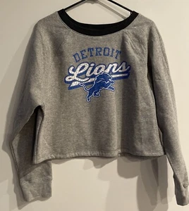 NWT NFL TEAM APPAREL Girls Sz Large 10 DETROIT LIONS Sweatshirt Gray Long Sleeve - Picture 1 of 3