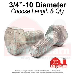 3/4"-10 Grade A325 Coarse Structural Hex Bolts Galvanized (Choose Length & Qty) - Picture 1 of 19