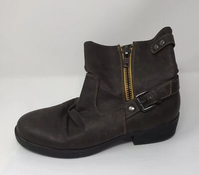 Botas al tobillo Report marrón para mujer talla 7,5 botín de cuero vegano con cremallera usadas en excelente estado Foto 1 de 4