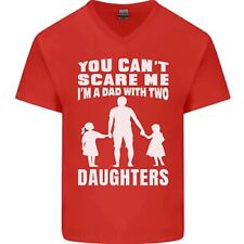 Dad With Two Daughters Funny Fathers Day Mens V-Neck Cotton T-Shirt