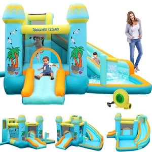Inflatable Bounce House Water Park Bouncer Kids Jumping Splash Pool W/ Blower - Picture 1 of 7