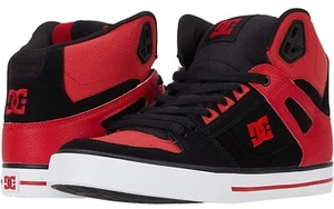 DC Pure High Top WC Red Black White Mens Suede Skate Trainers - Picture 1 of 6
