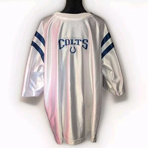 NFL White Indianapolis Colts Logo Polyester Shiny Shirt Gr. XL Y2K Herren Trikot - Bild 1 von 4