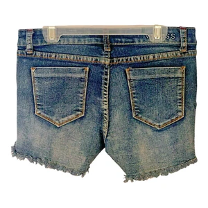 Vigoss The Jaggar Girls Distressed Jean Shorts Size 16 Raw Hem Red White Blue - Picture 1 of 8