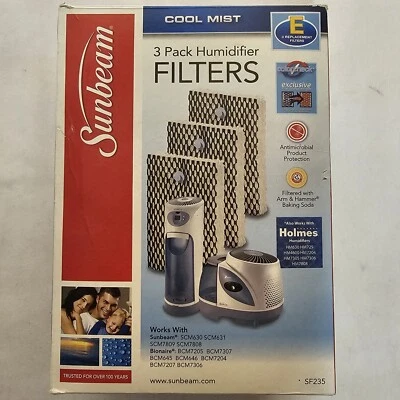 Sunbeam 3 pk Cool Mist Humidifier Filters SF235 Holmes Antimicrobial Protection - Image 1 of 4