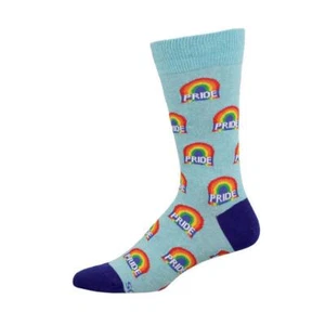 Herren Funky Socken Stolz Design Bambus Crew Geschenk Regenbogen Blau Socken Smith Large - Bild 1 von 1