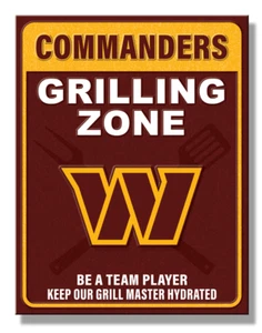WASHINGTON COMMANDERS GRILLING ZONE Poster-Style Distressed Metal Sign #2 - NEW - Picture 1 of 1