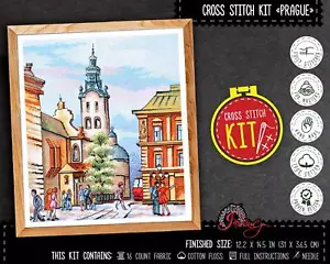 Prague cross stitch kit with counted pattern - DIY landscape embroidery kit - Picture 1 of 10