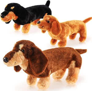 Dachshund 3 Pcs Dog Plush Stuffed Animal Plush Sausage Dog Plush Soft 3D Pom Plu - Picture 1 of 6