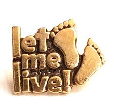 VTG Bob Siemon Designs Let Me Live! Foot Steps Feet Gold Tone Lapel Pin