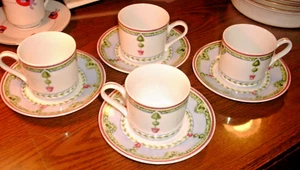 Topiary Garden Collection Andrea by Sadek, FOUR 5 3/4" plates and tea cups - Picture 1 of 8