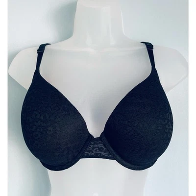 Sutiã Victoria's Secret rosa push up 34DD preto padrão animal - Imagem 1 de 4