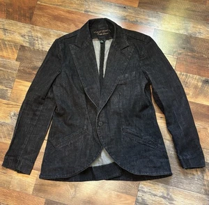 Blazer de mezclilla negro vintage Ralph Lauren de algodón elástico talla XL chaqueta de un botón - Imagen 1 de 19