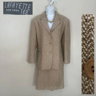Lafayette 148 NY Silk Blend Tweed Skirt Set Suit 14P jacket 12P skirt - Image 1 of 4