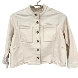 J. Jill Denim Jean Jacket Natural Pockets Contrast Stitching Size 3X Plus NWT - Picture 1 of 8