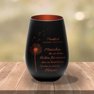 Portavelas - Luz Conmemorativa - Nombre Fecha - Negro Bronce Personalizado 22 - Imagen 1 de 5