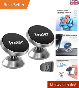 Robust 360° Car Phone Holder - Dual Pack Magnetic Dashboard Mount for All Phones - Picture 1 of 13