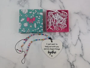 Adorno de cerámica de corazón para amigo cadena con cuentas caja de regalo - Imagen 1 de 8