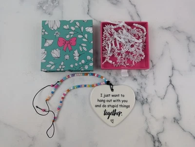 Heart Ceramic Ornament for Friend Beaded String Gift Box - Image 1 of 4