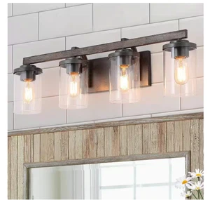 LNC Birdwood 28 in. 4-Light Rust Gray Industrial Bathroom Vanity Light # A03410 - Picture 1 of 12
