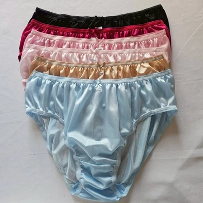 6 Plus Bikini Underwear Woman Nylon Panties Mid-Waist Soft Colorful Briefs /3XL - Image 1 of 4