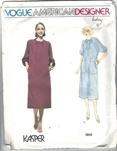 Vogue Designer Sewing Pattern 1955, Kasper Vintage Pullover Dress, Size 14 - Picture 1 of 3